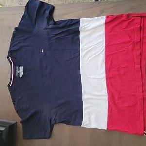 Crew neck Tommy Hilfiger short sleeve red, white and blue shirt size Large